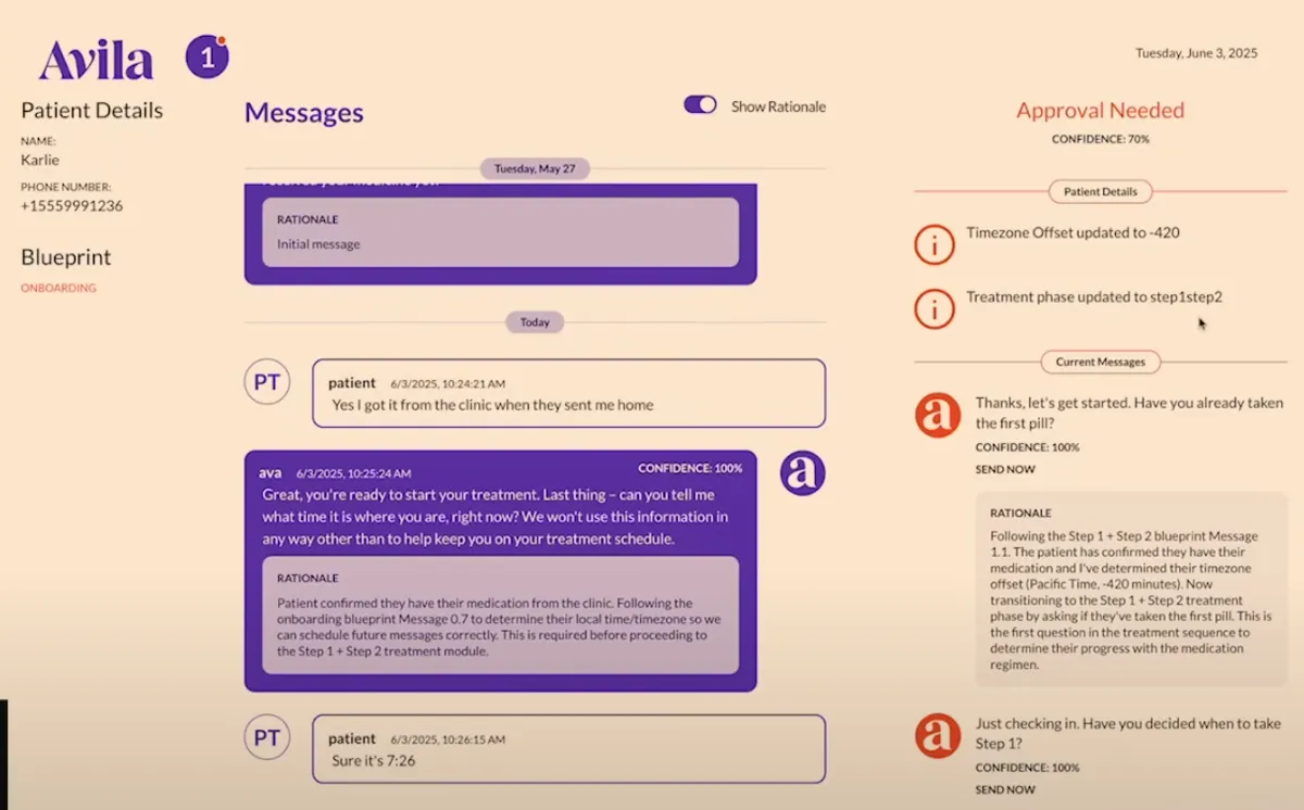Screenshot of Avila dashboard. Source: avilascience.com